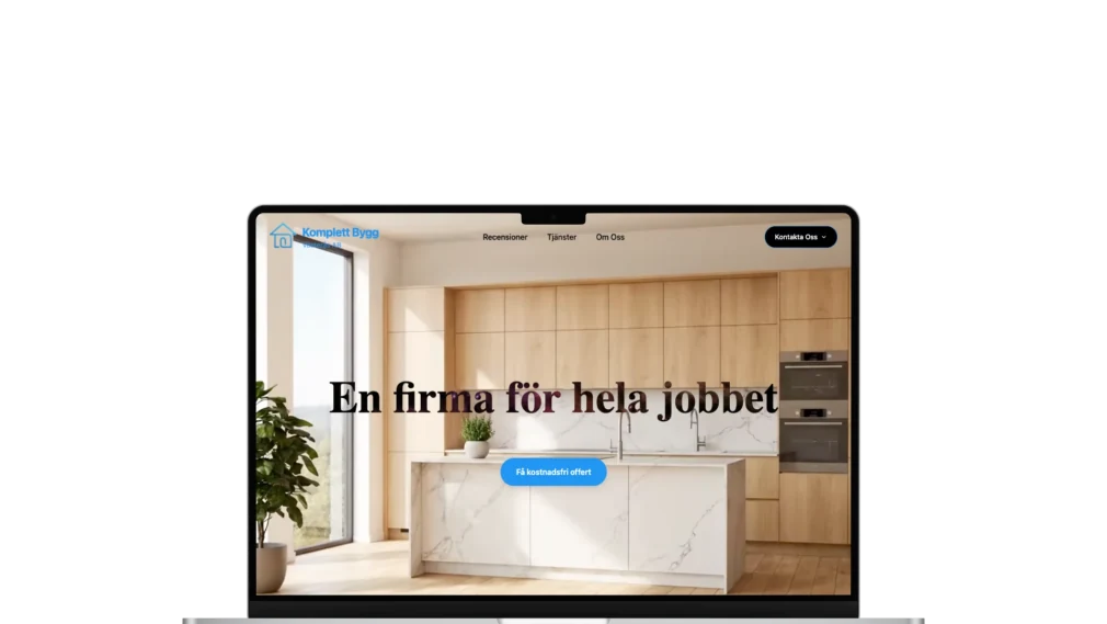 Komplett Bygg website mockup