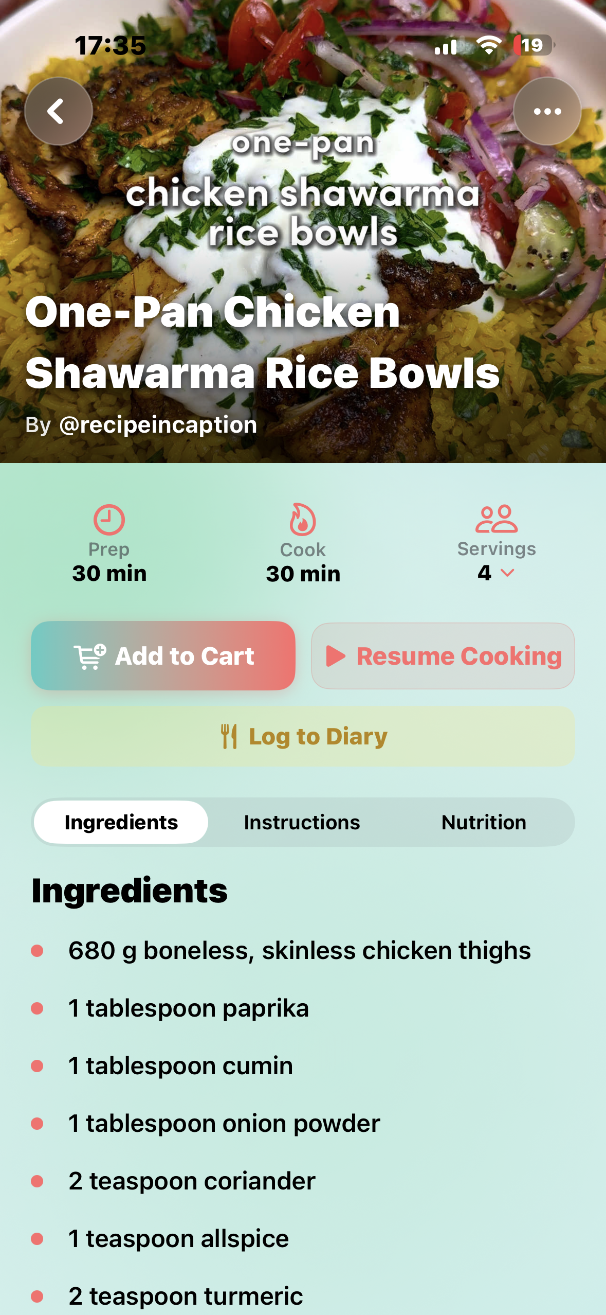 RecipeBud recipe detail with cook mode